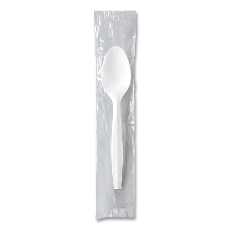 DART Regal Mediumweight Cutlery, Individually Wrapped, Spoon, Plastic, White, 1,000/Carton (SCCMOW30007)
