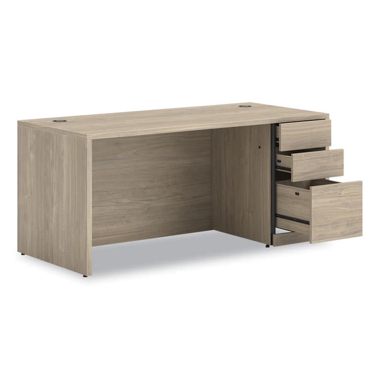 HON COMPANY 10500 Series Single Pedestal Desk, Right Pedestal: Box/Box/File, 66" x 30" x 29.5", Kingswood Walnut (HON105897RLKI1) thumbnail 2