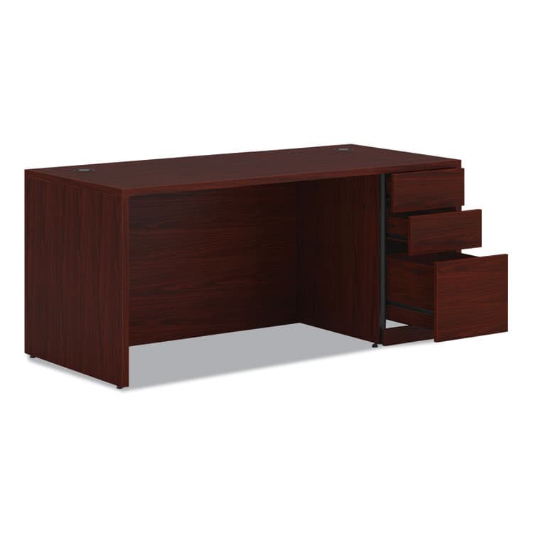 HON COMPANY 10500 Series Single Pedestal Desk, Right Pedestal: Box/Box/File, 66" x 30" x 29.5", Mahogany (HON105897RNN) thumbnail 4