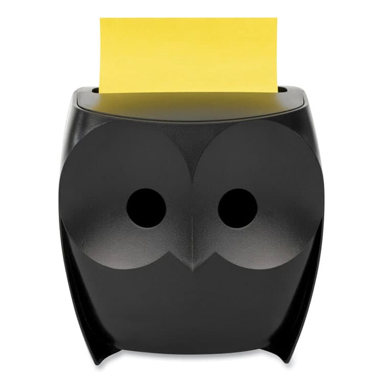 3M/COMMERCIAL TAPE DIV. Owl-Shaped Dispenser, For 3 x 3 Pads, Black, Includes 45-Sheet Citron Super Sticky Dispenser Pop-Up Pad (MMMOWL330BK)