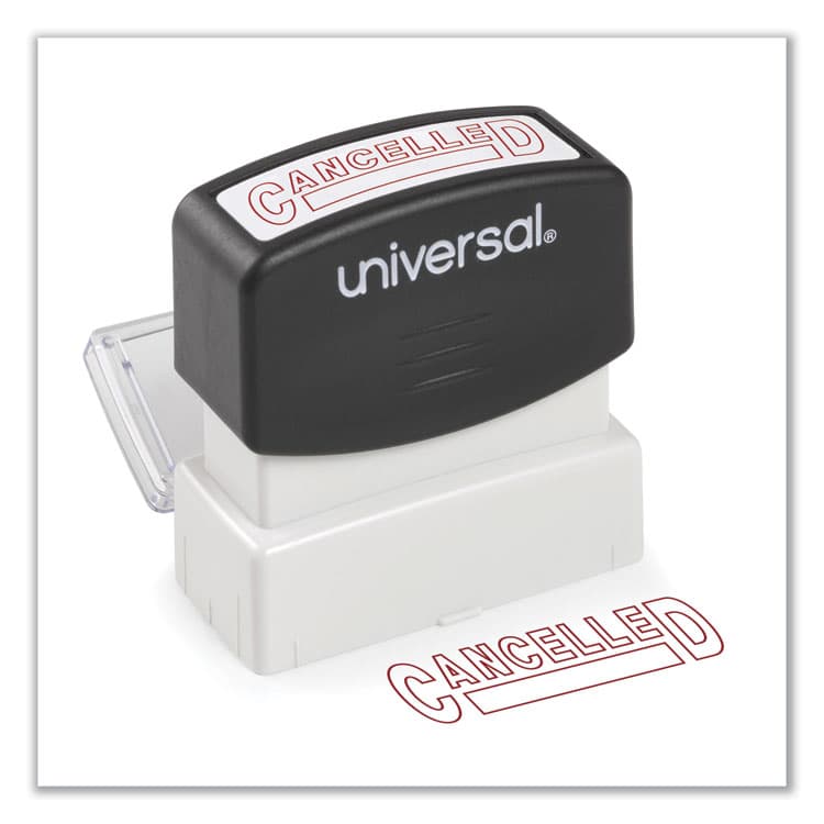 UNIVERSAL OFFICE PRODUCTS Message Stamp, CANCELLED, Pre-Inked One-Color, Red (UNV10045)