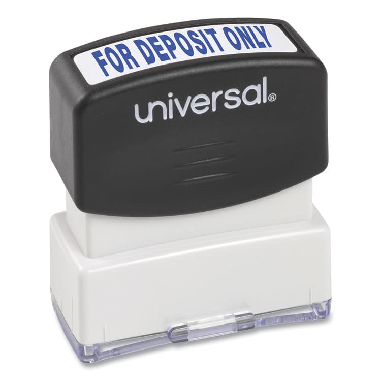 UNIVERSAL OFFICE PRODUCTS Message Stamp, for DEPOSIT ONLY, Pre-Inked One-Color, Blue (UNV10056) thumbnail 2