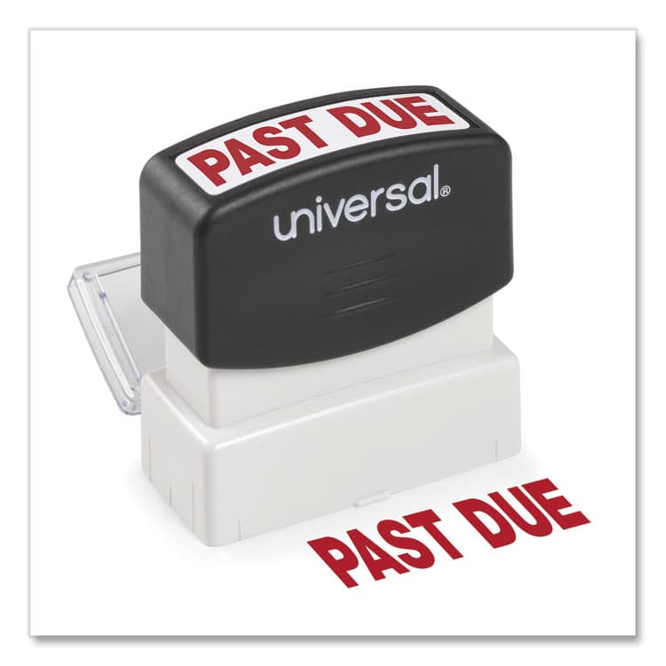 UNIVERSAL OFFICE PRODUCTS Message Stamp, PAST DUE, Pre-Inked One-Color, Red (UNV10063)