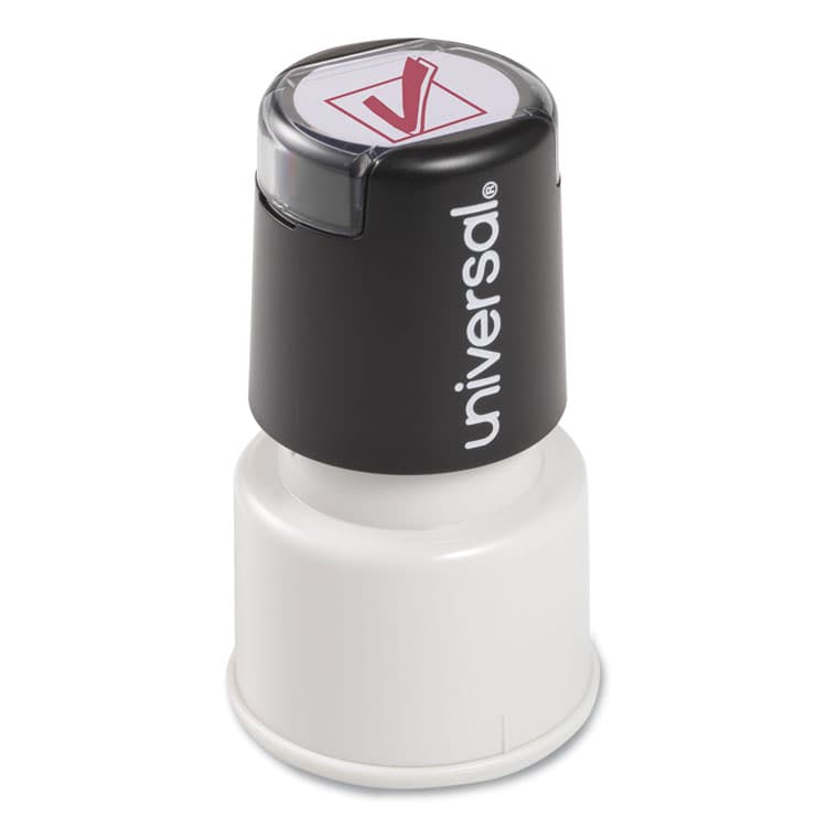 UNIVERSAL OFFICE PRODUCTS Round Message Stamp, CHECK MARK, Pre-Inked/Re-Inkable, Red (UNV10075) thumbnail 2