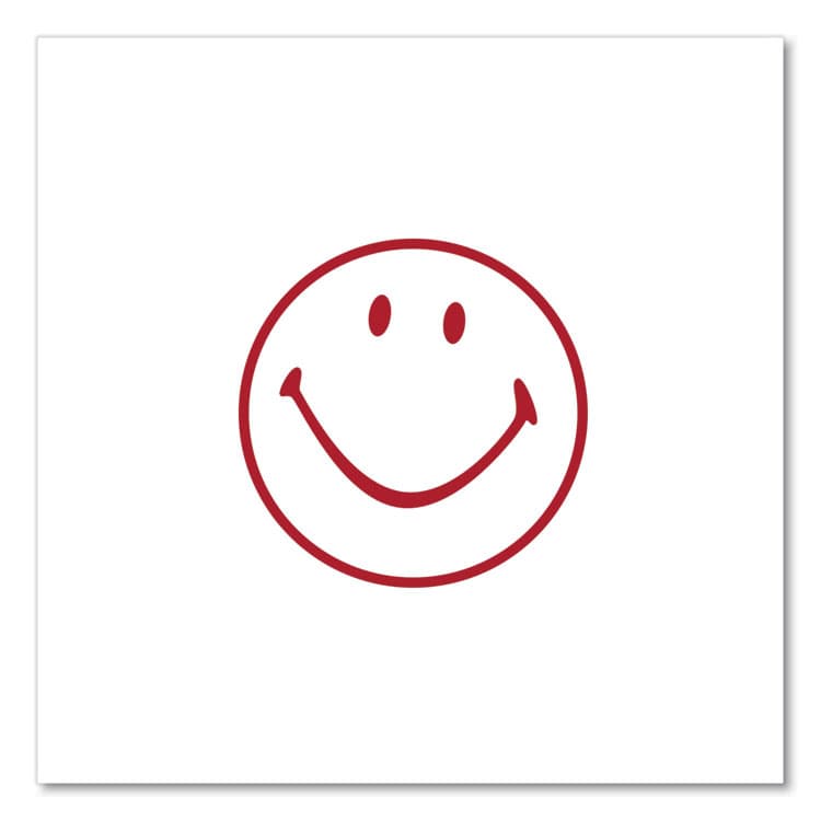 UNIVERSAL OFFICE PRODUCTS Round Message Stamp, SMILEY FACE, Pre-Inked/Re-Inkable, Red (UNV10080) thumbnail 3