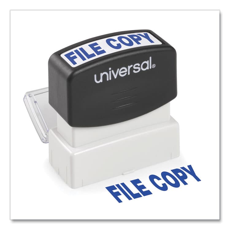 UNIVERSAL OFFICE PRODUCTS Message Stamp, FILE COPY, Pre-Inked One-Color, Blue (UNV10104)