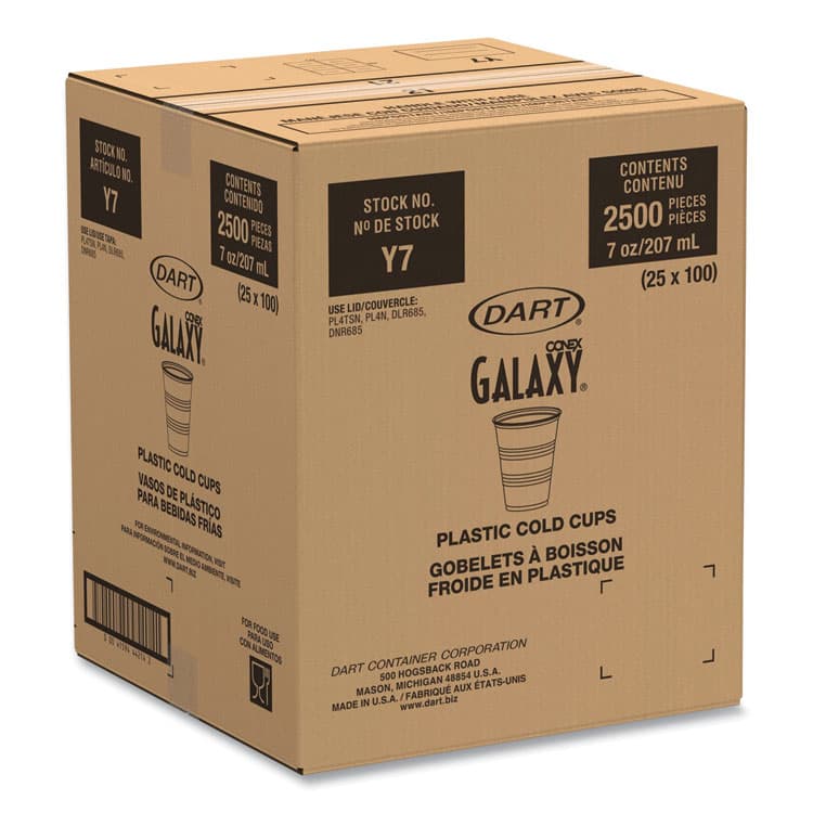 DART High-Impact Polystyrene Cold Cups, 7 oz, Plastic, Translucent, 100/Pack (DCCY7PK) thumbnail 2