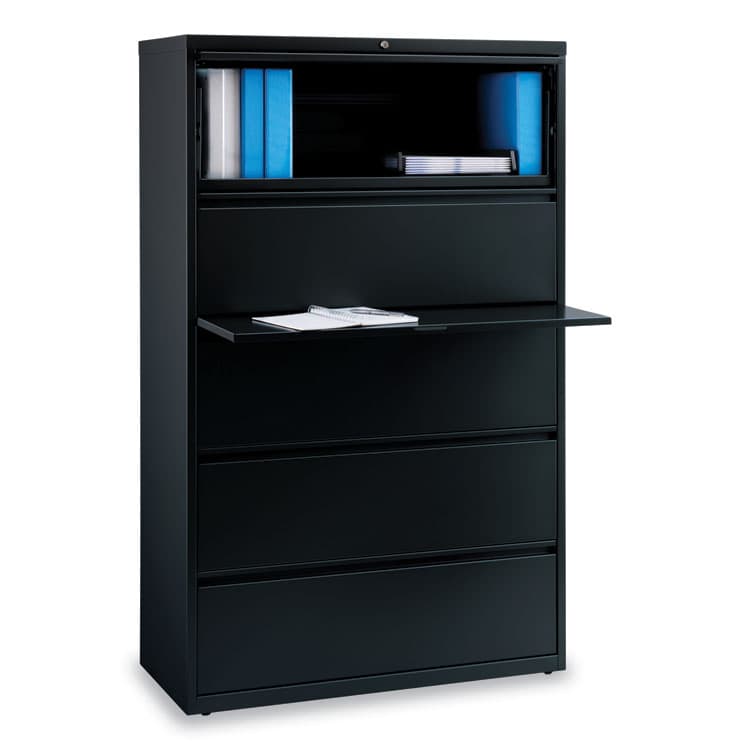 ALERA Lateral File, 5 Legal/Letter/A4/A5-Size File Drawers, Black, 42" x 18.63" x 67.63" (ALEHLF4267BL) thumbnail 3