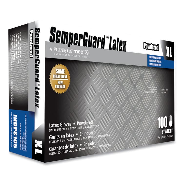 SEMPERMED USA, . Latex Powdered Gloves, X-Large, 4 mil Thick, 9.45" Long, Cream, 100/Box (SEZINDPS105BX)