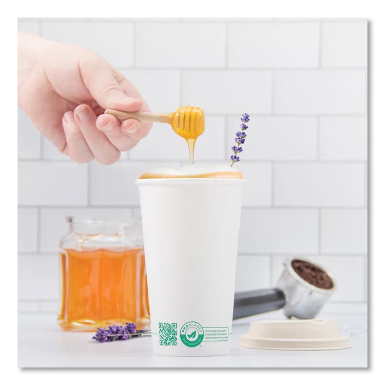 DART Compostable Paper Hot Cups, ProPlanet Seal, 20 oz, White/Green, 600/Carton (SCC420PLAPLANET) thumbnail 4