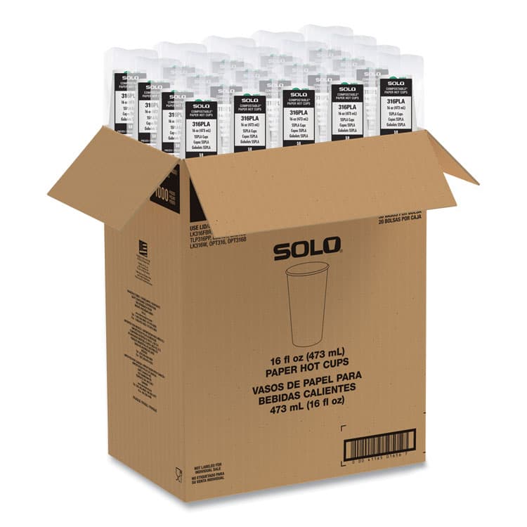 DART Compostable Paper Hot Cups, ProPlanet Seal, 16 oz, White/Green, 1,000/Carton (SCC316PLAPLANET) thumbnail 3