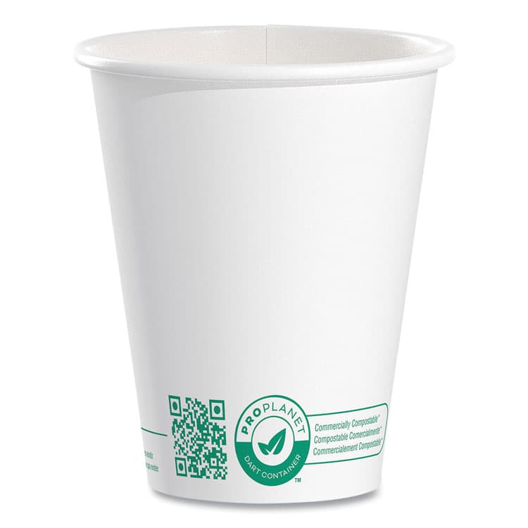 DART Compostable Paper Hot Cups, ProPlanet Seal, 8 oz, White/Green, 1,000/Carton (SCC378PLAPLANET)