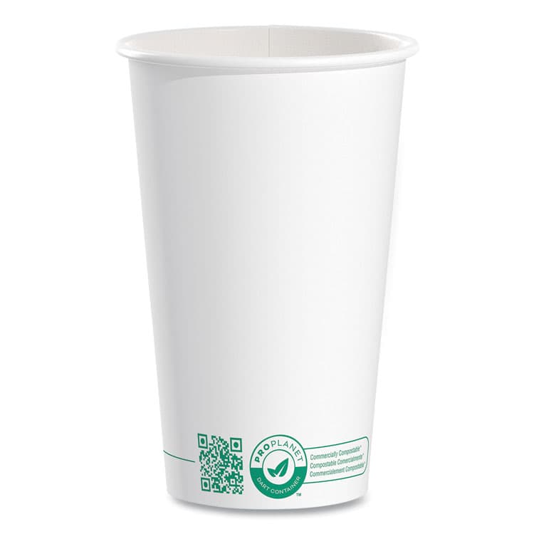 DART Compostable Paper Hot Cups, ProPlanet Seal, 16 oz, White/Green, 1,000/Carton (SCC316PLAPLANET)