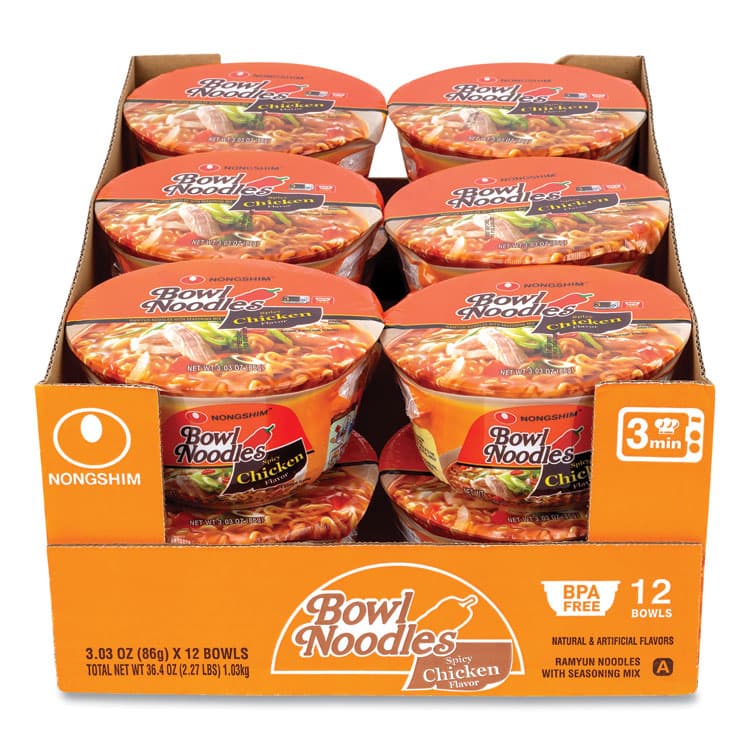 NONGSHIM CO, LTD Spicy Chicken Bowl Noodle Soup, Chicken, 3.03 oz Cup, 12/Carton (GRR22002163) thumbnail 2