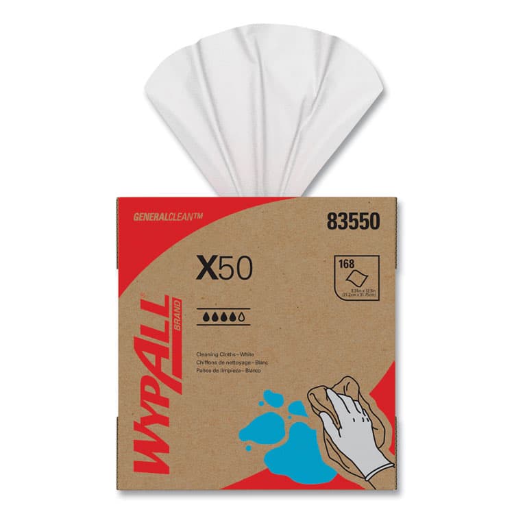 KIMBERLY CLARK X50 Cloths, POP-UP Box, 12.5 x 9.1, White, 168/Box, 10 Boxes/Carton (KCC83550) thumbnail 2
