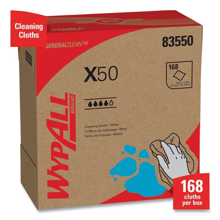KIMBERLY CLARK X50 Cloths, POP-UP Box, 12.5 x 9.1, White, 168/Box, 10 Boxes/Carton (KCC83550) thumbnail 4