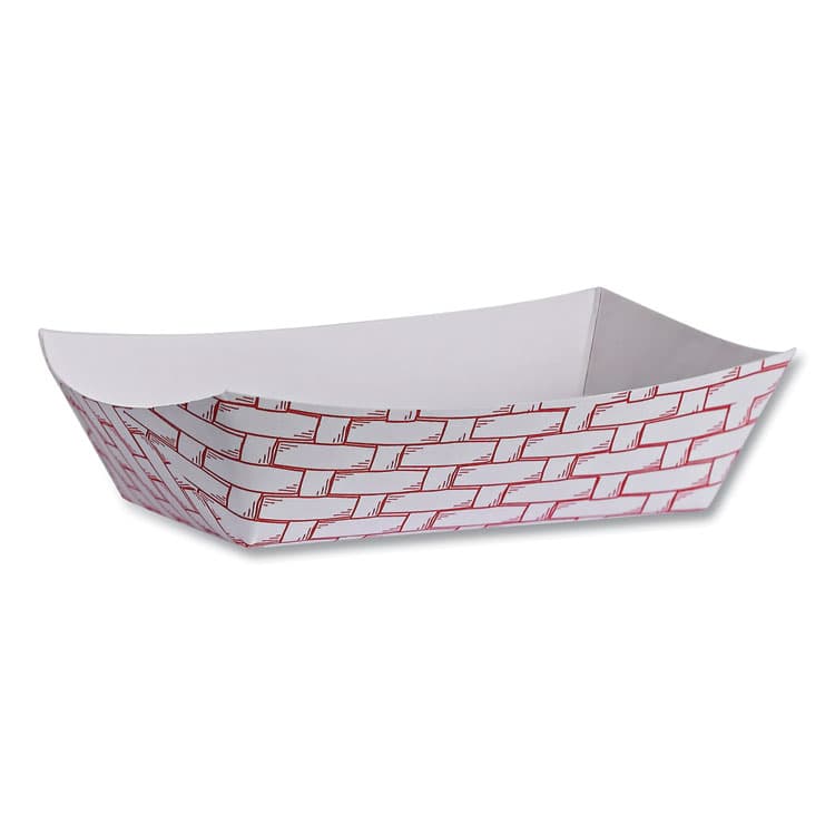 BOARDWALK Paper Food Baskets, 6 oz Capacity, 3.78 x 4.3 x 1.08, Red/White, 1,000/Carton (BWK30LAG040) thumbnail 2