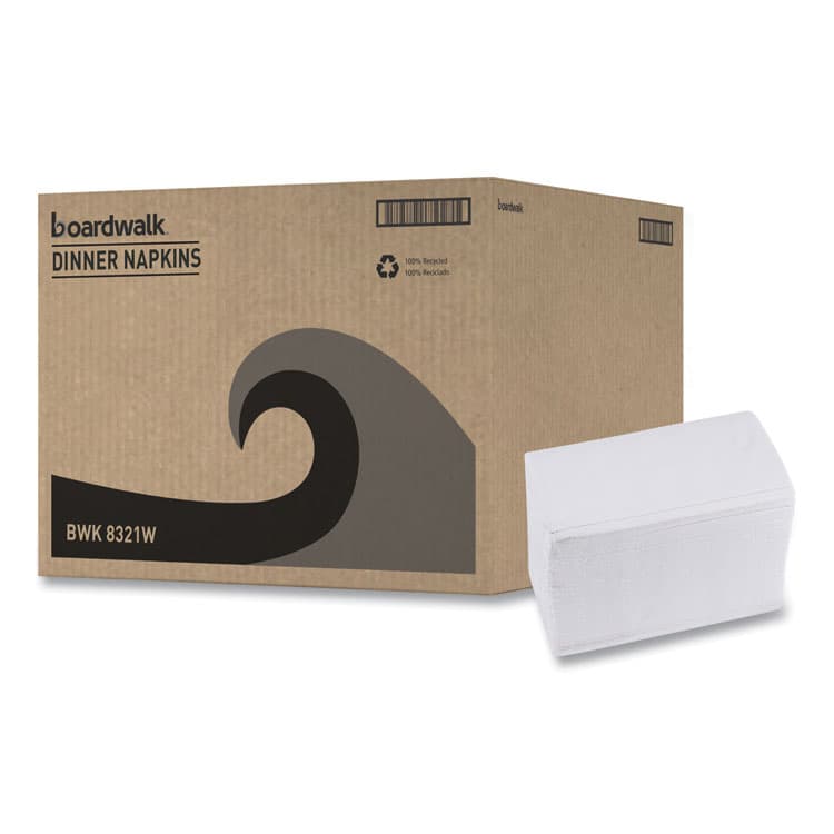 BOARDWALK 1/8-Fold Dinner Napkins, 2-Ply, 15 x 17, White, 150/Pack, 20 Packs/Carton (BWK8321W) thumbnail 2