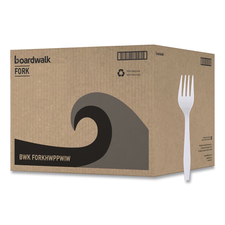 BOARDWALK Heavyweight Wrapped Polypropylene Cutlery, Fork, Plastic, White, 1,000/Carton (BWKFORKHWPPWIW)