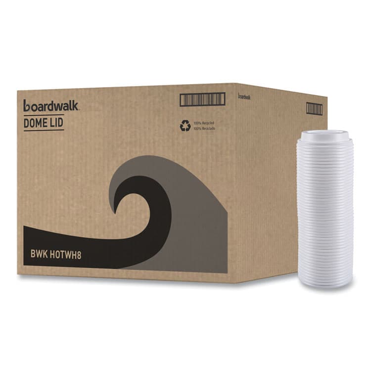 BOARDWALK Hot Cup Lids, Fits 8 oz Hot Cups, Plastic, White, 50/Sleeve, 20 Sleeves/Carton (BWKHOTWH8)