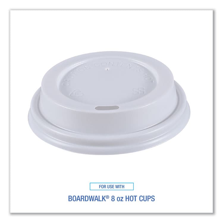 BOARDWALK Hot Cup Lids, Fits 8 oz Hot Cups, Plastic, White, 50/Sleeve, 20 Sleeves/Carton (BWKHOTWH8) thumbnail 3