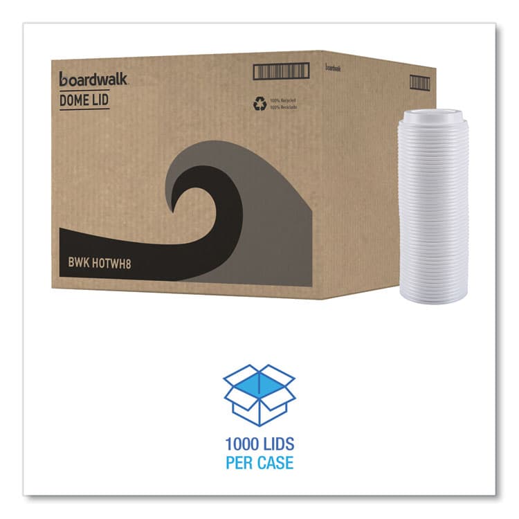 BOARDWALK Hot Cup Lids, Fits 8 oz Hot Cups, Plastic, White, 50/Sleeve, 20 Sleeves/Carton (BWKHOTWH8) thumbnail 4