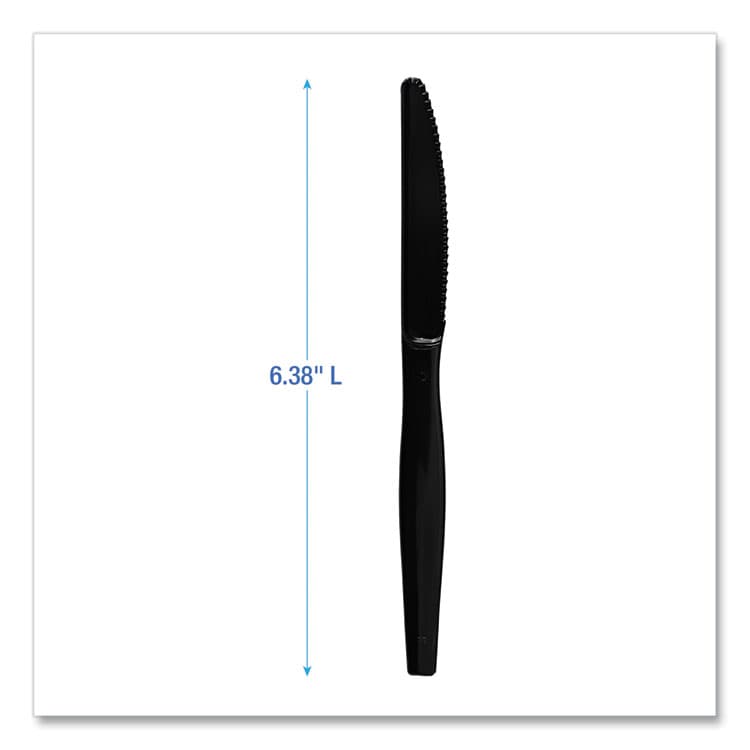 BOARDWALK Heavyweight Polystyrene Cutlery, Knife, Plastic, Black, 1,000/Carton (BWKKNIFEHWBLA) thumbnail 3