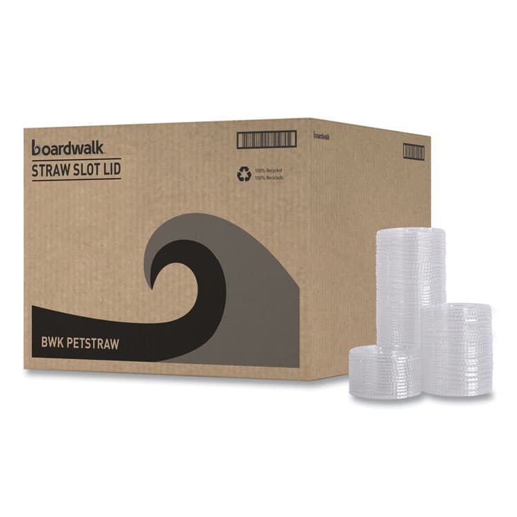 BOARDWALK PET Cold Cup Lids, Fits 14 oz to 24 oz Cold Cups, Plastic, Clear, 100/Sleeve, 10 Sleeves/Carton (BWKPETSTRAW)