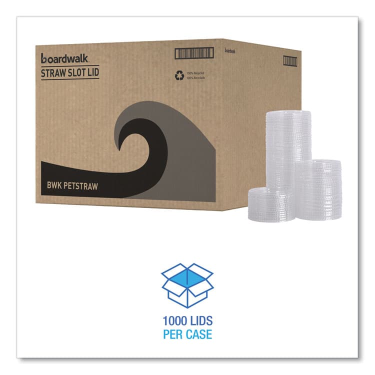 BOARDWALK PET Cold Cup Lids, Fits 14 oz to 24 oz Cold Cups, Plastic, Clear, 100/Sleeve, 10 Sleeves/Carton (BWKPETSTRAW) thumbnail 4