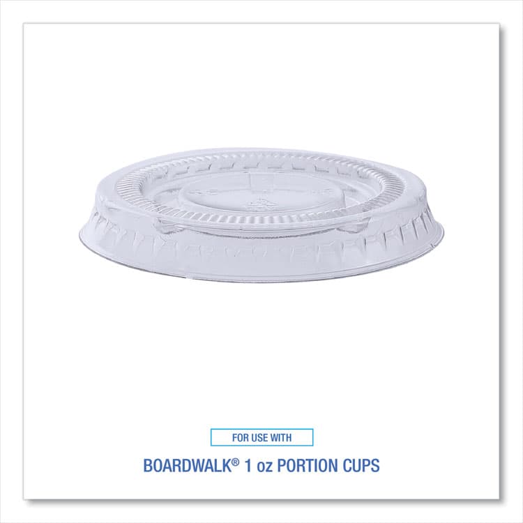 BOARDWALK Souffle/Portion Cup Lids, Fits 1 oz Portion Cups, Plastic, Clear, 2,500/Carton (BWKPRTLID1) thumbnail 3