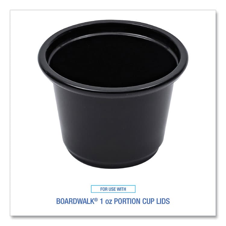 BOARDWALK Souffle/Portion Cups, 1 oz, Plastic, Black, 125/Sleeve, 20 Sleeves/Carton (BWKPRTN1BL) thumbnail 3