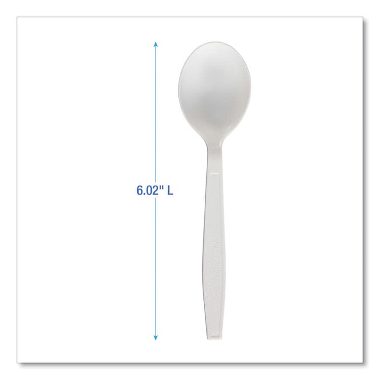 BOARDWALK Heavyweight Polypropylene Cutlery, Soup Spoon, Plastic, White, 1,000/Carton (BWKSOUPHWPPWH) thumbnail 3