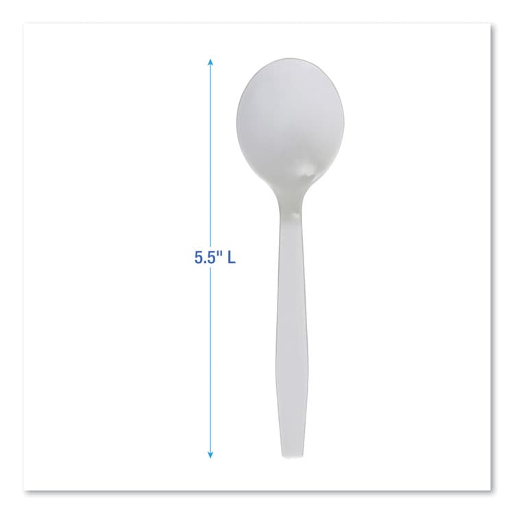 BOARDWALK Mediumweight Polystyrene Cutlery, Soup Spoon, Plastic, White, 1,000/Carton (BWKSOUPSPOON) thumbnail 3