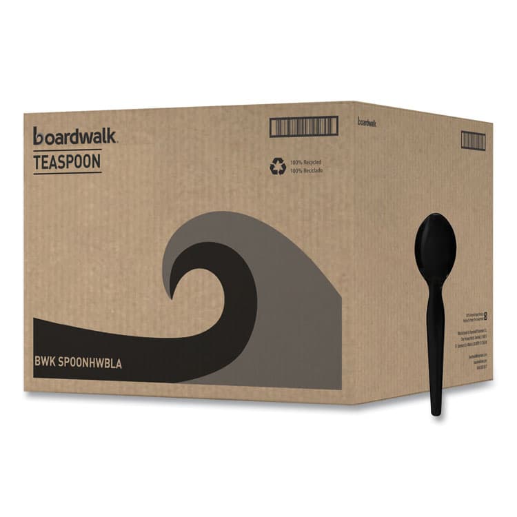 BOARDWALK Heavyweight Polystyrene Cutlery, Spoon, Plastic, Black, 1,000/Carton (BWKSPOONHWBLA)