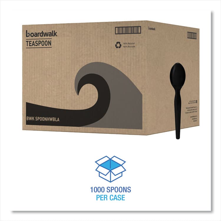 BOARDWALK Heavyweight Polystyrene Cutlery, Spoon, Plastic, Black, 1,000/Carton (BWKSPOONHWBLA) thumbnail 4