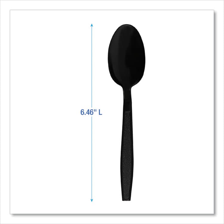 BOARDWALK Heavyweight Polypropylene Cutlery, Spoon, Plastic, Black, 1,000/Carton (BWKTEAHWPPBLA) thumbnail 3