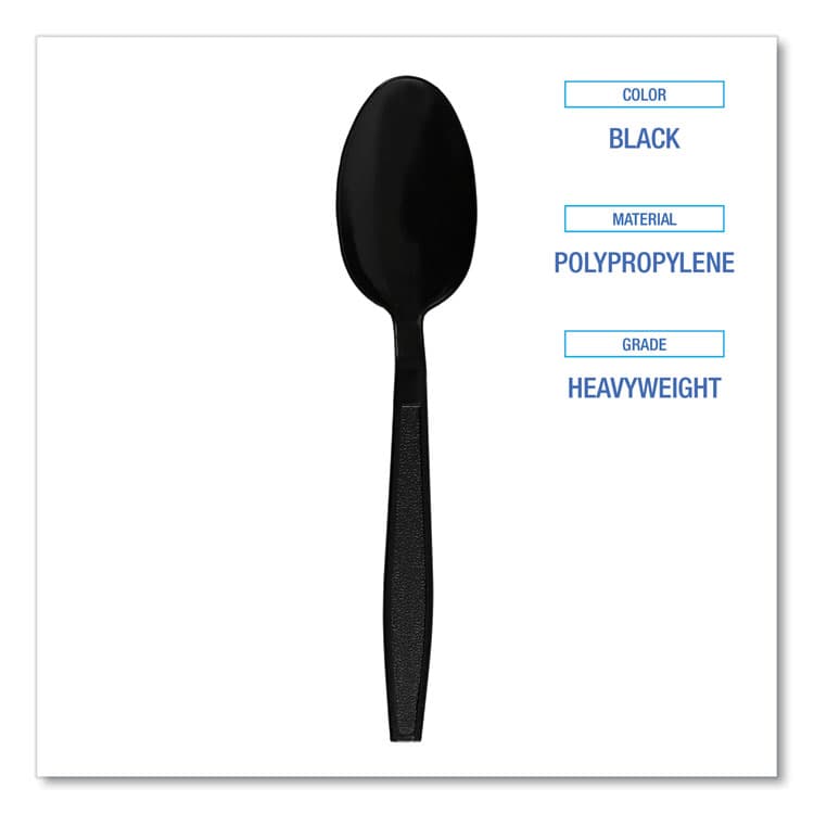 BOARDWALK Heavyweight Polypropylene Cutlery, Spoon, Plastic, Black, 1,000/Carton (BWKTEAHWPPBLA) thumbnail 4