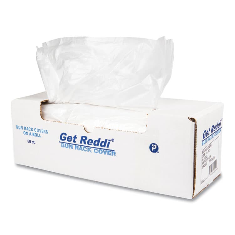 INTEGRATED BAGGING SYSTEMS Bun Rack/Pan Cover Film, 52 x 80, 1-Rack, 15 Micron, Clear, 50/Carton (IBSBR52X80)