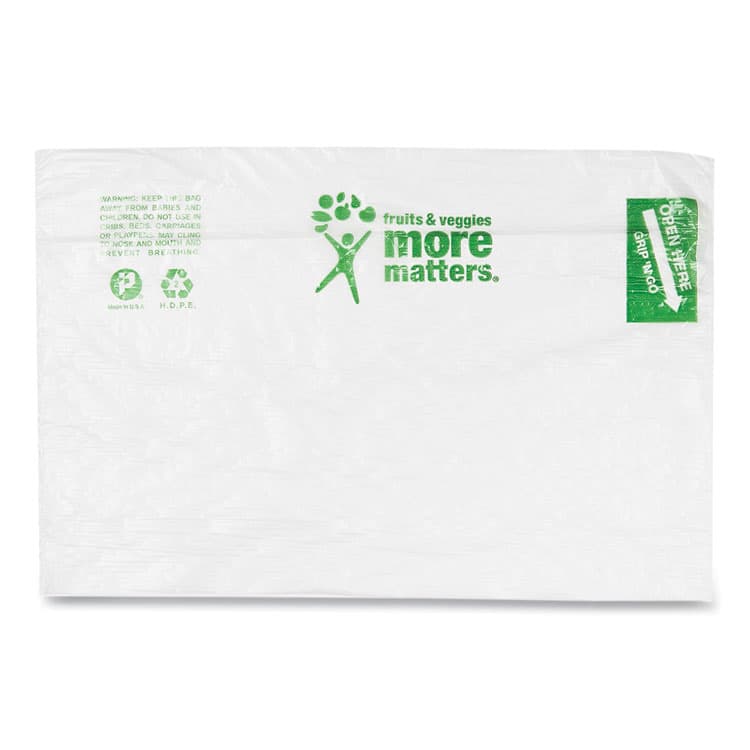 INTEGRATED BAGGING SYSTEMS Produce Bags, Fruits and Veggies - More Matters Labeling, 0.35 mil, 10" x 15", Clear, 1,400 Bags/Roll, 4 Rolls/Carton (IBSPHMORE15NS) thumbnail 2