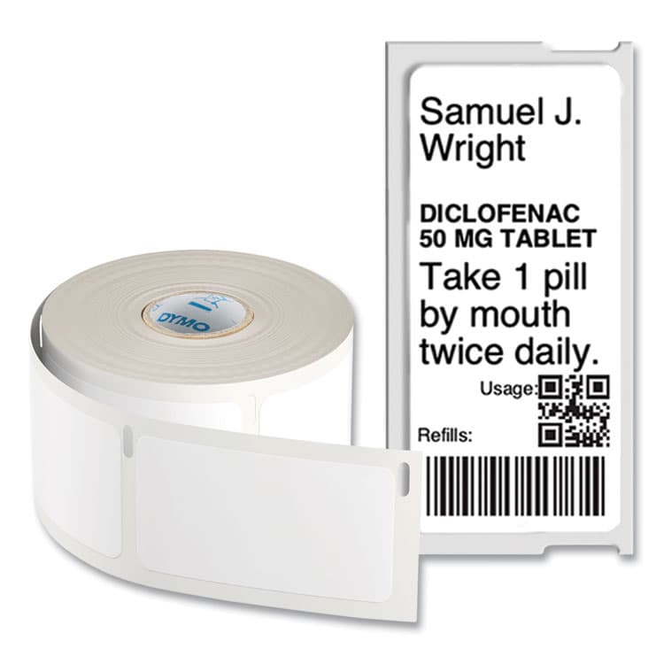DYMO LW Durable Labels, Medical Prescription Label, 1" x 2.13", White, 500 Labels/Roll (DYM2187918) thumbnail 3