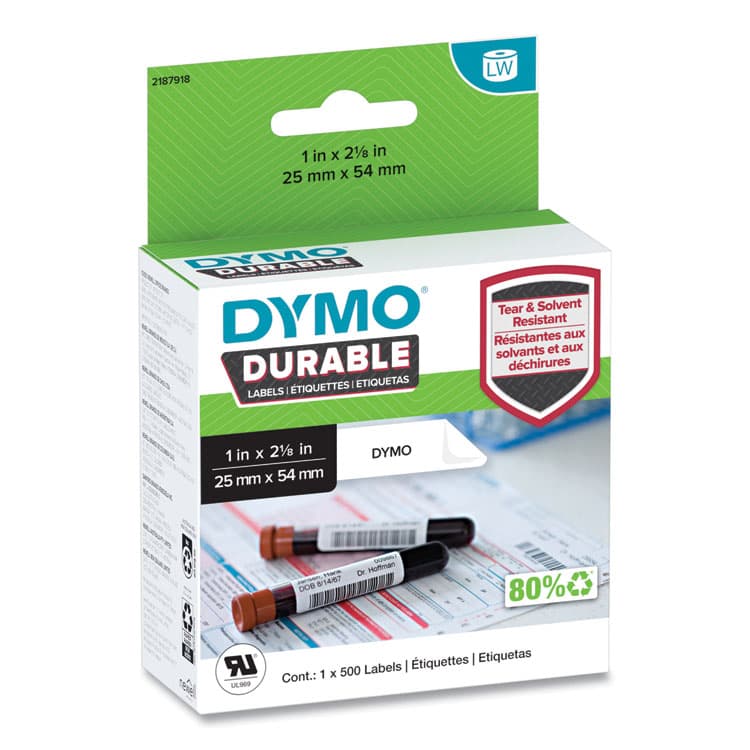 DYMO LW Durable Labels, Medical Prescription Label, 1" x 2.13", White, 500 Labels/Roll (DYM2187918) thumbnail 4