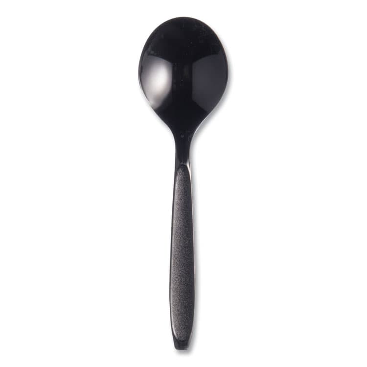 DART Reliance Mediumweight Cutlery, Soup Spoon, Plastic, Black, 1,000/Carton (SCCRSKS0004)