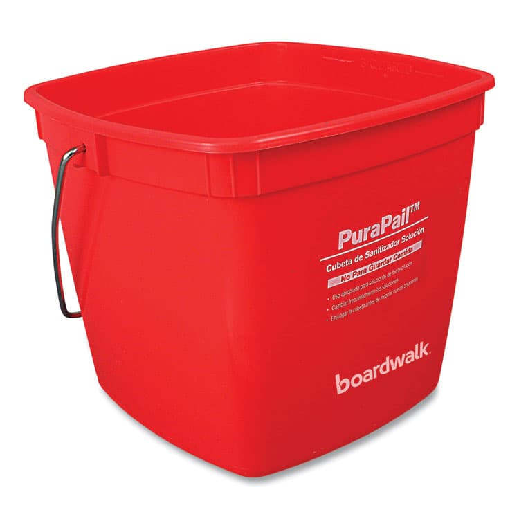 BOARDWALK PuraPail, 6 qt, Polypropylene, Red/White (BWK6QTREDBKT)