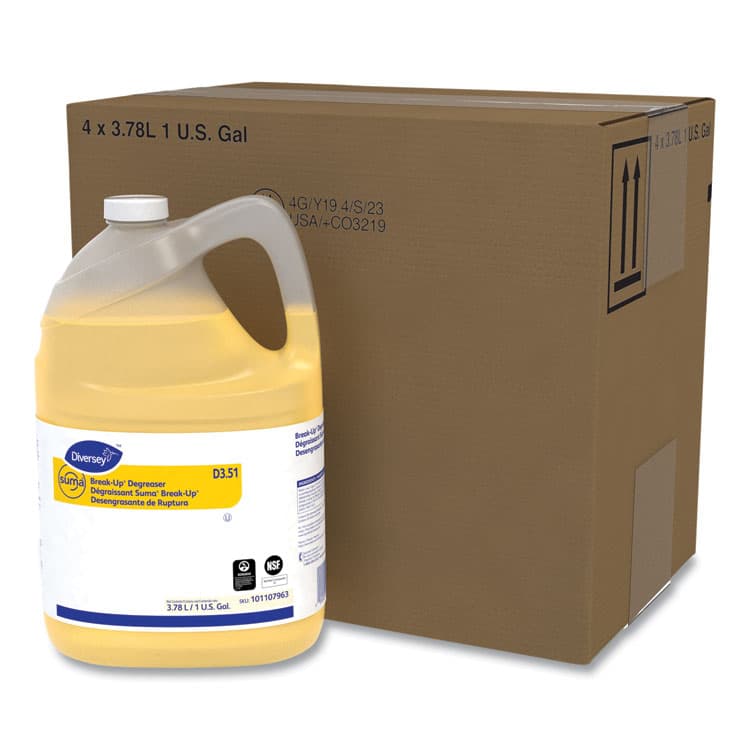 DIVERSEY Suma Break-Up Degreaser D3.51, Characteristic Scent, 1 gal Bottle, 4/Carton (DVO101107963)