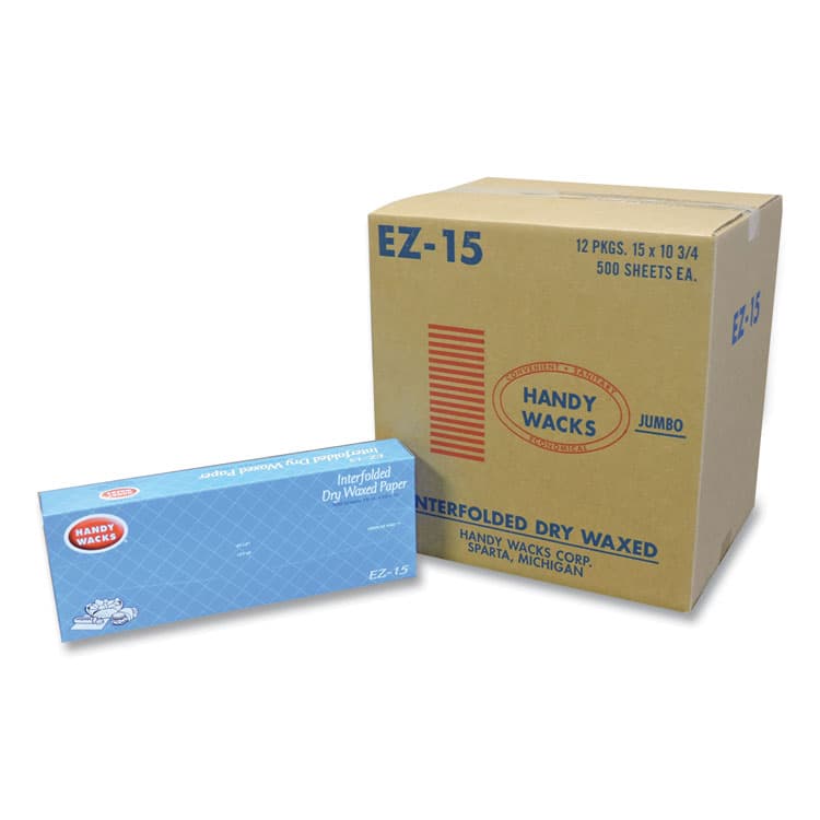 HANDY WACKS CORPORATION Interfolded Dry Waxed Paper Deli Sheets, 10.75 x 15, 500/Box, 12 Boxes/Carton (HWAEZ15)