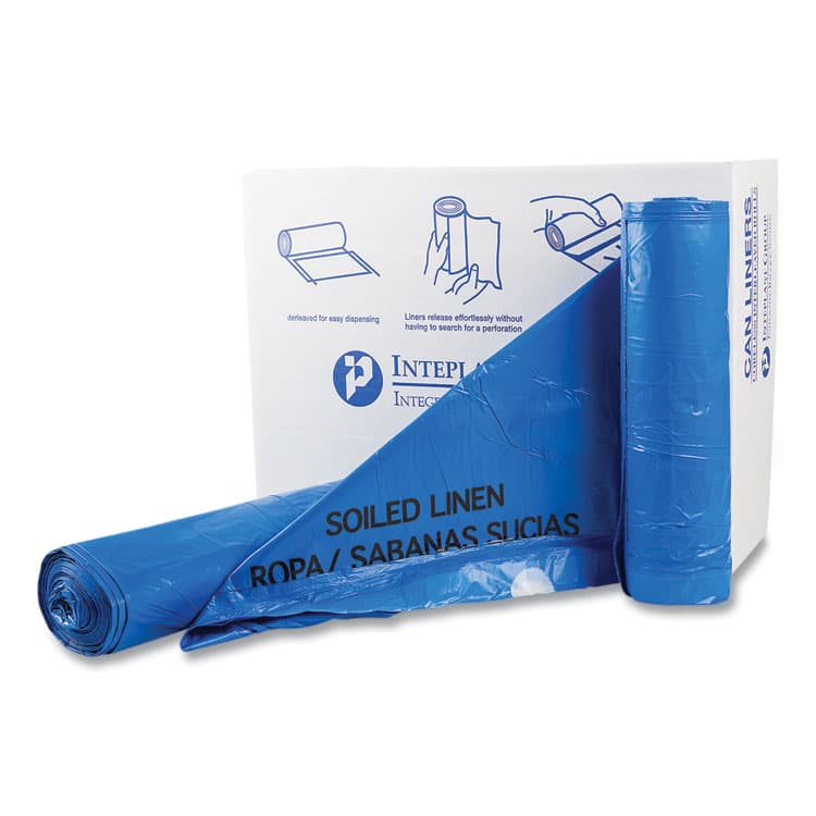 INTEGRATED BAGGING SYSTEMS Draw-Tuff Institutional Draw-Tape Can Liners, Drawstring, 30 gal, 1 mil, 30.5" x 40", Blue, 25 Bags/Roll, 8 Rolls/Carton (IBSDTH3040B)