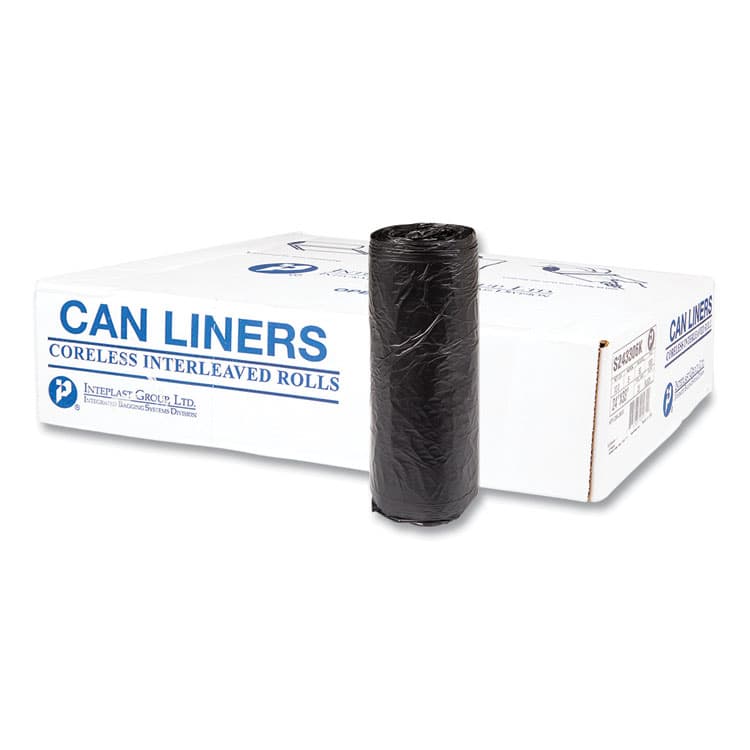 INTEGRATED BAGGING SYSTEMS High-Density Commercial Can Liners, 16 gal, 6 mic, 24" x 33", Black, Interleaved Roll, 50 Bags/Roll, 20 Rolls/Carton (IBSS243306K)