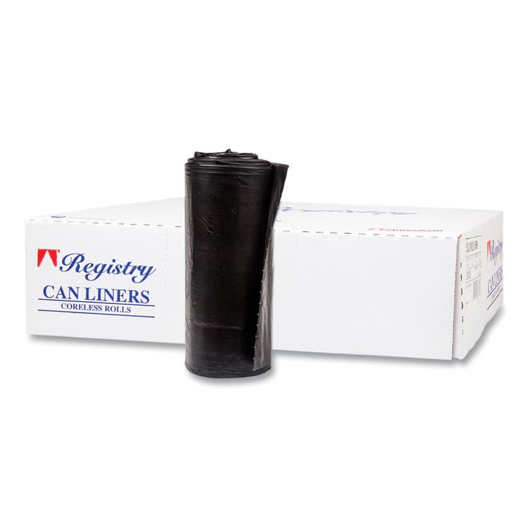 INTEGRATED BAGGING SYSTEMS High-Density Commercial Can Liners, 60 gal, 17 mic, 38" x 60", Black, Interleaved Roll, 25 Bags/Roll, 8 Rolls/Carton (IBSS386017K)