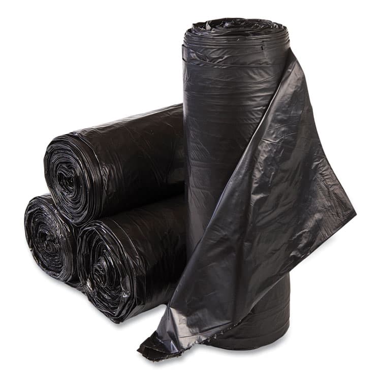 INTEGRATED BAGGING SYSTEMS Institutional Low-Density Can Liners, 30 gal, 0.58 mil, 30" x 36", Black, Interleaved Roll, 25 Bags/Roll, 10 Rolls/Carton (IBSSL3036HVK)