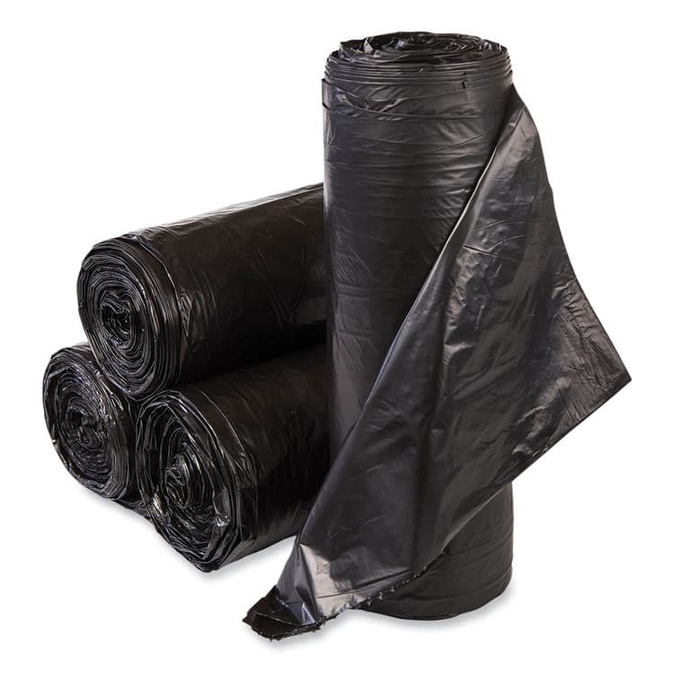 INTEGRATED BAGGING SYSTEMS High-Density Commercial Can Liner Value Pack, 60 gal, 19 mic, 38" x 58", Black, Interleaved Roll, 25 Bags/Roll, 6 Rolls/CT (IBSVALH3860K22)